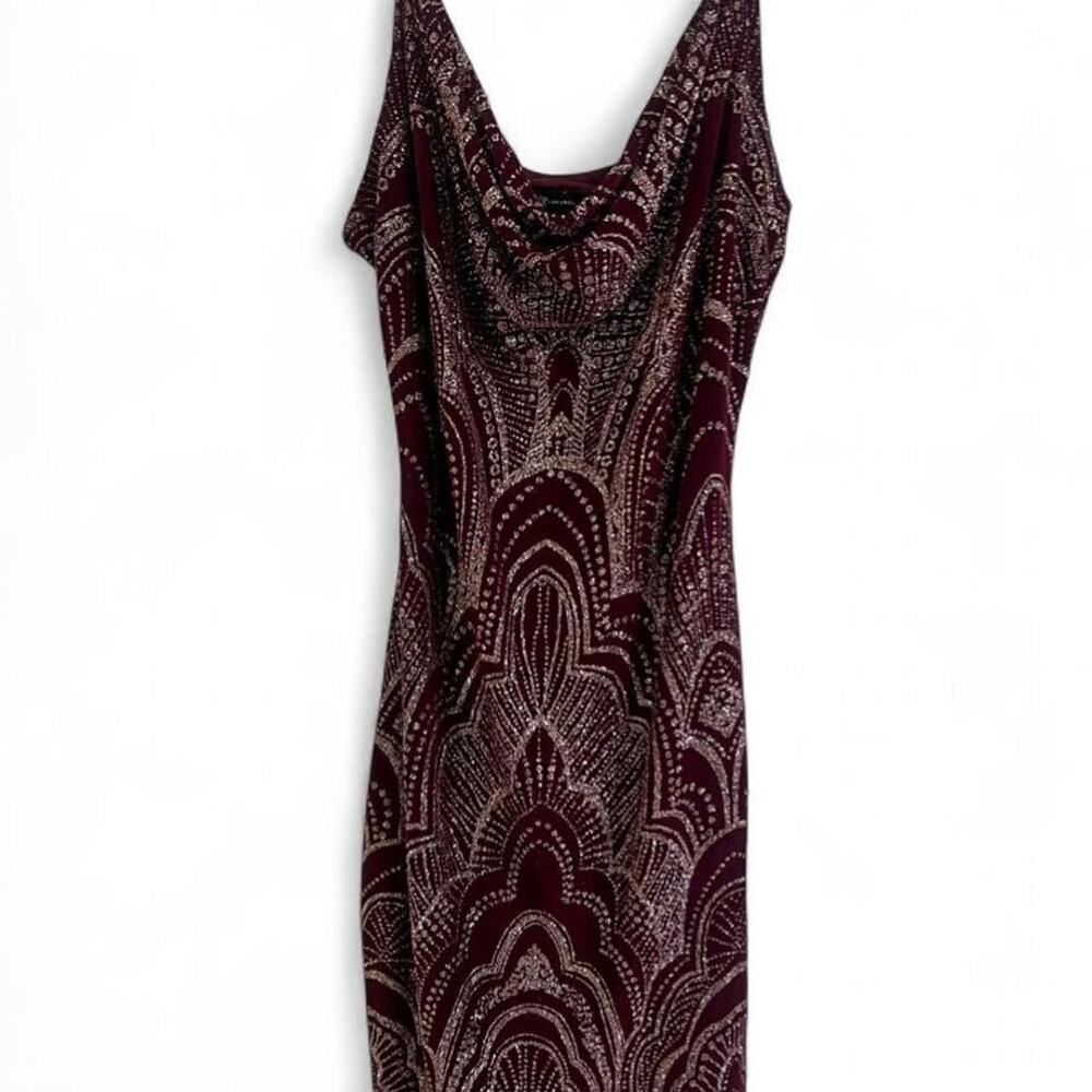 Burgundy sparkly beaded party dress